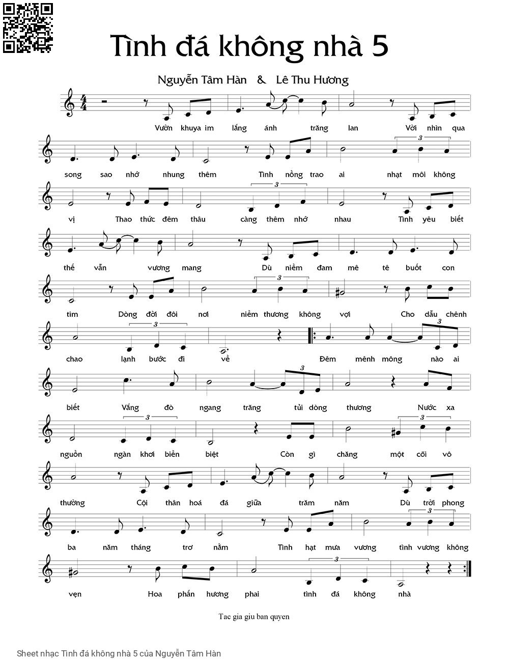 Sheet PDF of Tình đá không nhà 5