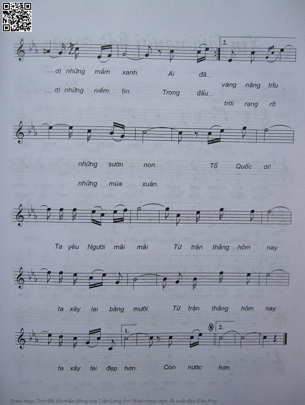 Page 2 of Sheet music PDF Tình đất đỏ miền đông - Trần Long Ẩn