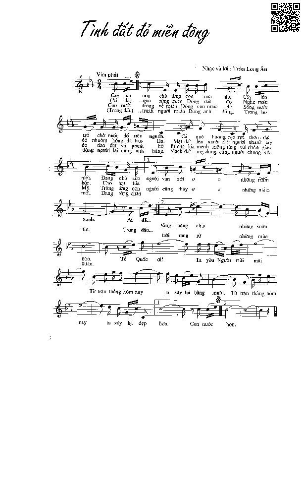 Page 3 of Sheet music PDF Tình đất đỏ miền đông - Trần Long Ẩn