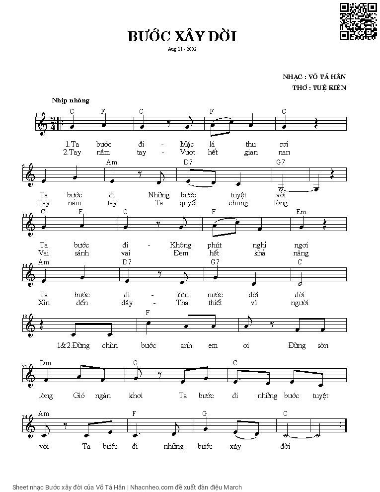 Page 1 of Sheet music PDF Bước xây đời - Võ Tá Hân