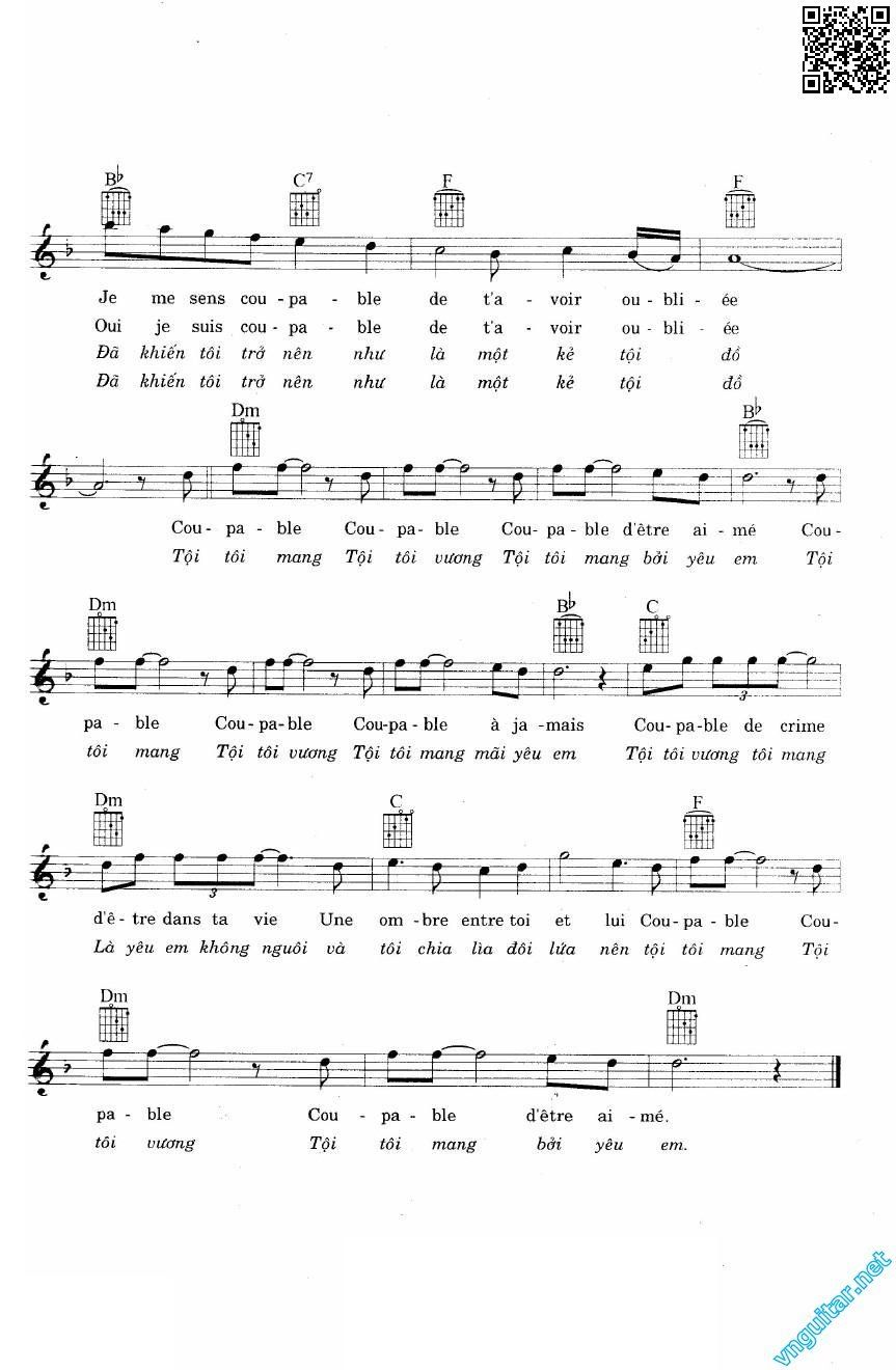 Page 2 of Sheet music PDF Tình đầu chưa nguôi (Coupable) - Jean Francois Michael