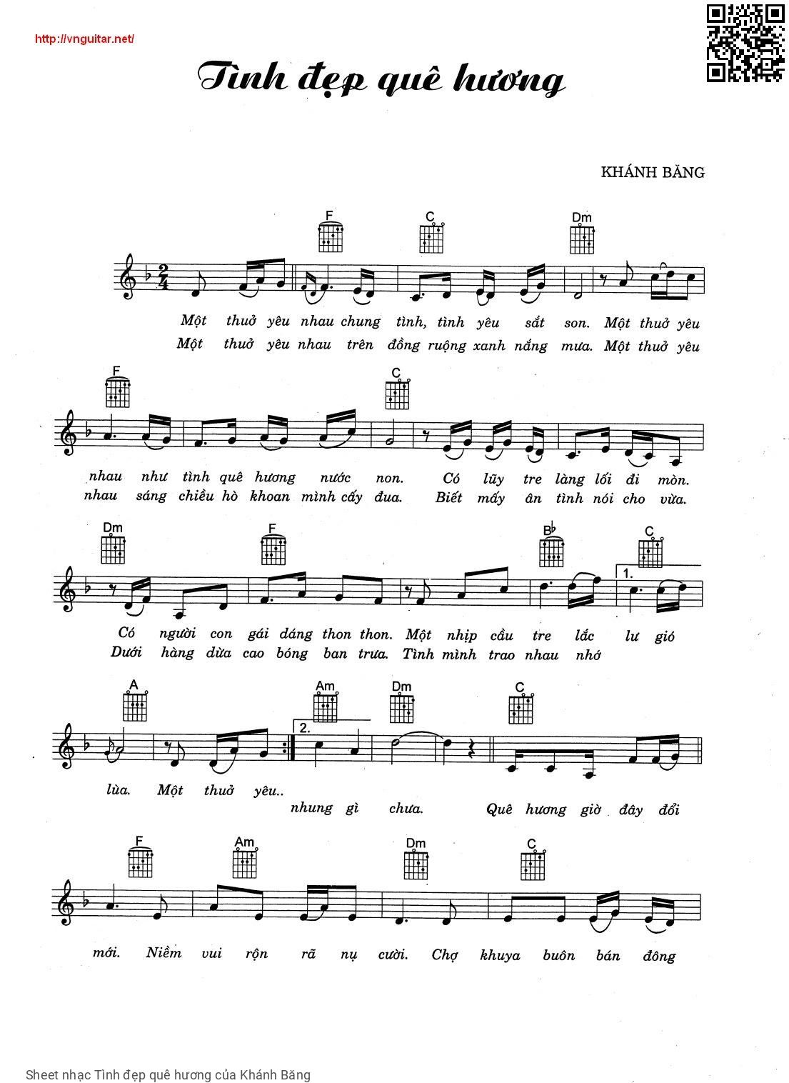 Sheet PDF of Tình đẹp quê hương