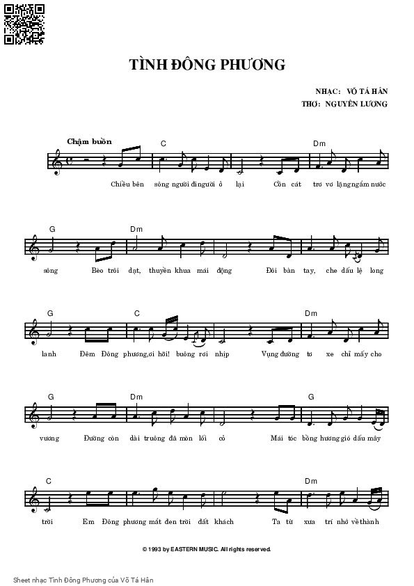 Sheet PDF of Tình Đông Phương