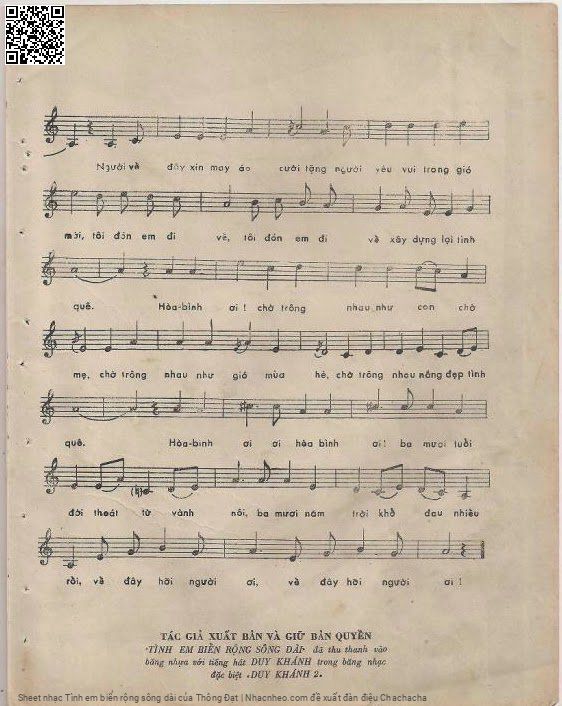 Page 3 of Sheet music PDF Tình em biển rộng sông dài - Thông Đạt