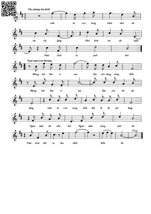 Page 2 of Sheet music PDF Tình em cát mặn - Thuận Hà