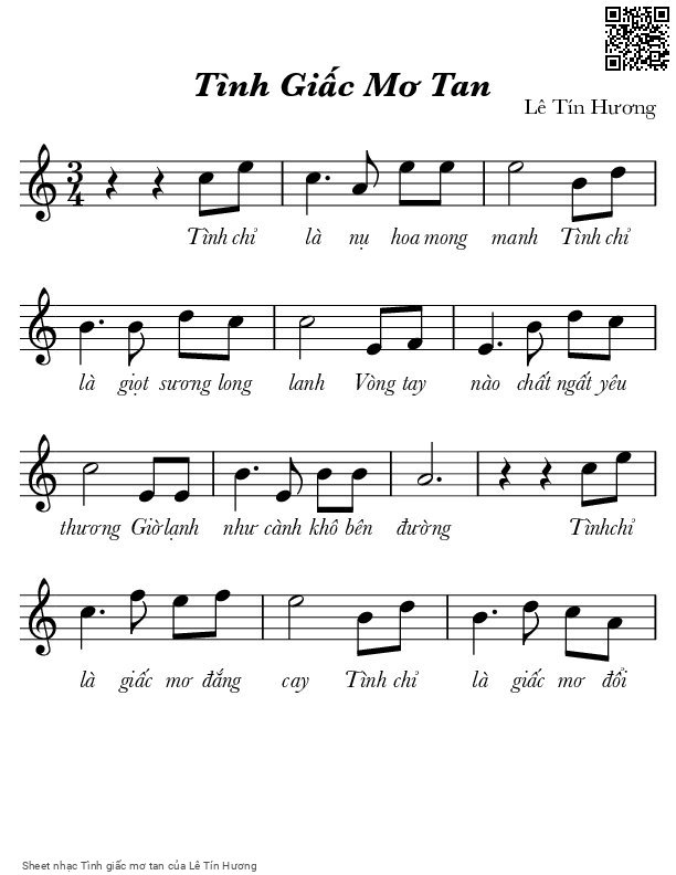 Sheet PDF of Tình giấc mơ tan