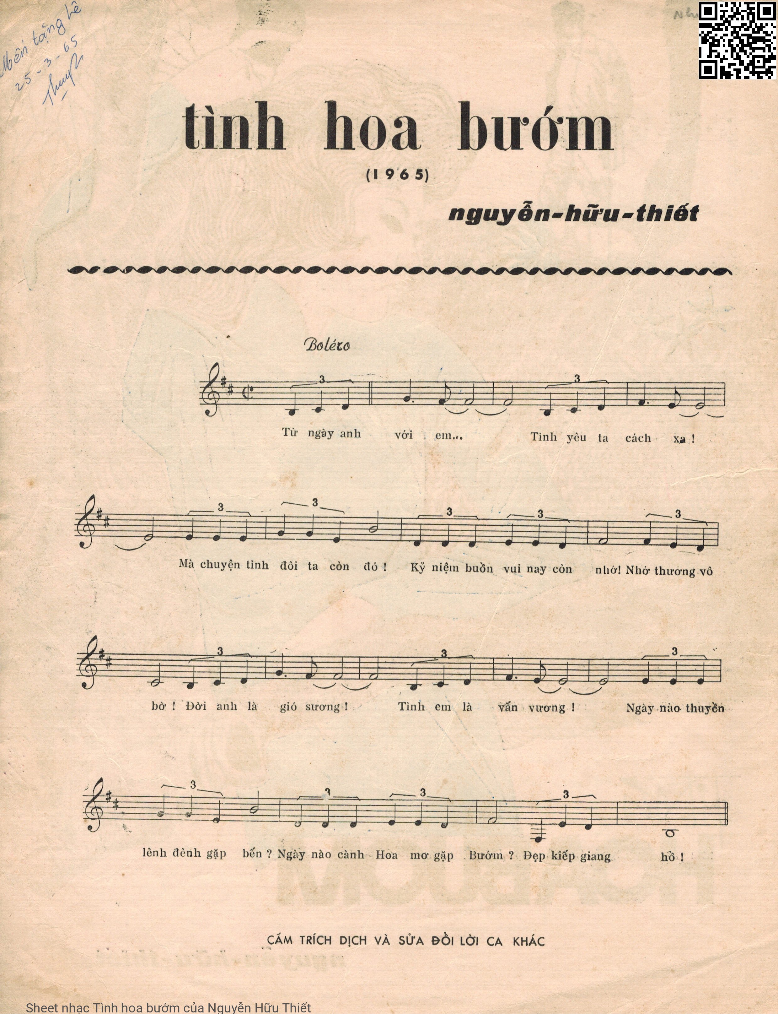 Page 2 of Sheet music PDF Tình hoa bướm - Nguyễn Hữu Thiết