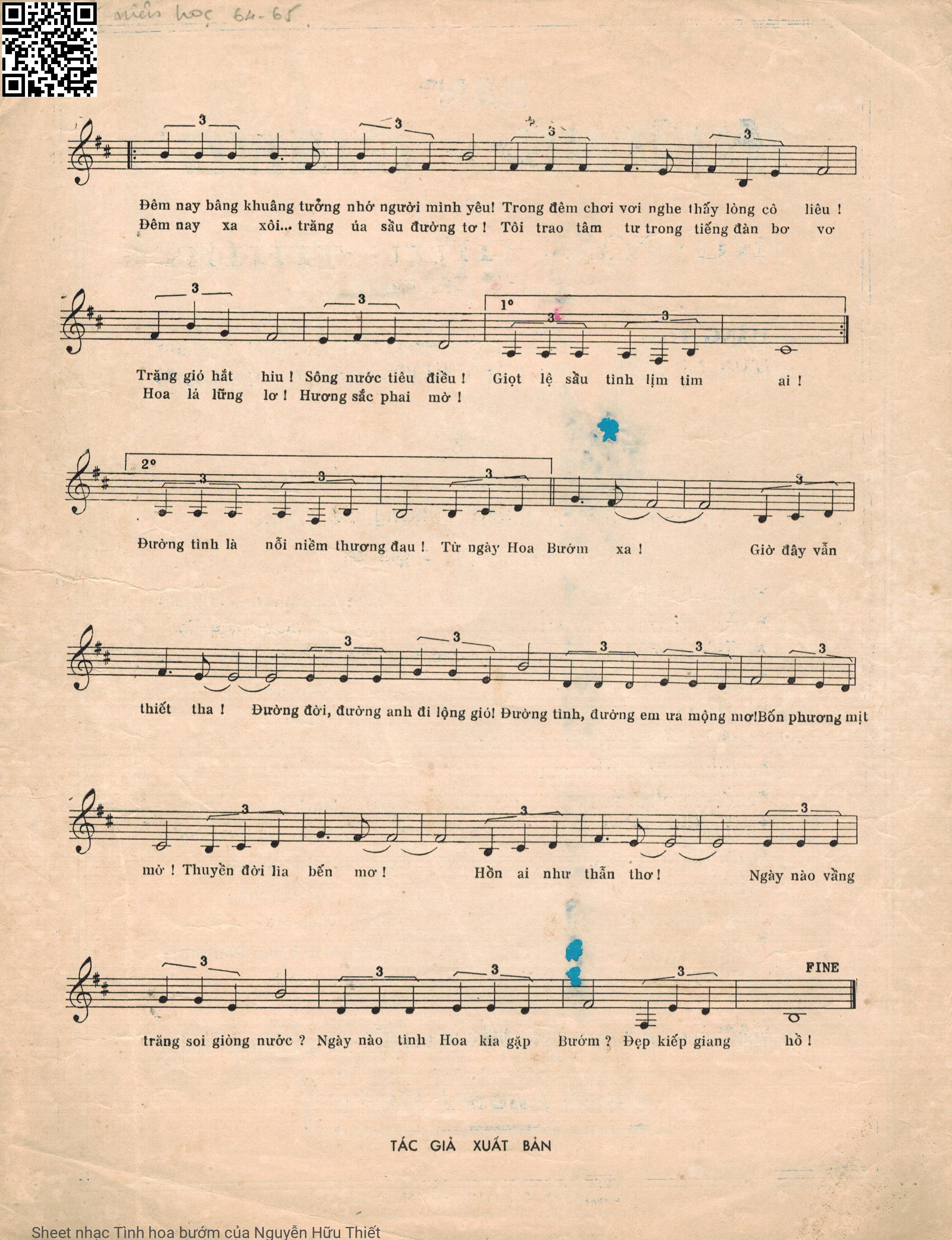Page 3 of Sheet music PDF Tình hoa bướm - Nguyễn Hữu Thiết