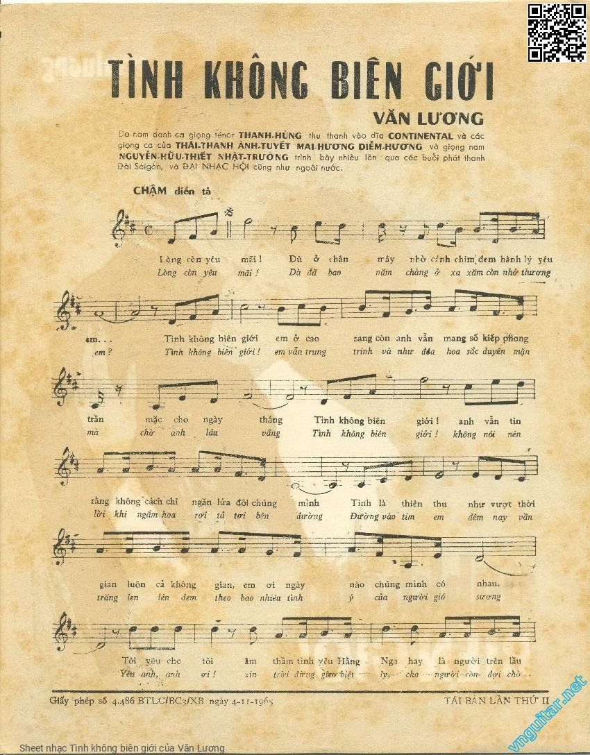 Page 2 of Sheet music PDF Tình không biên giới - Văn Lương