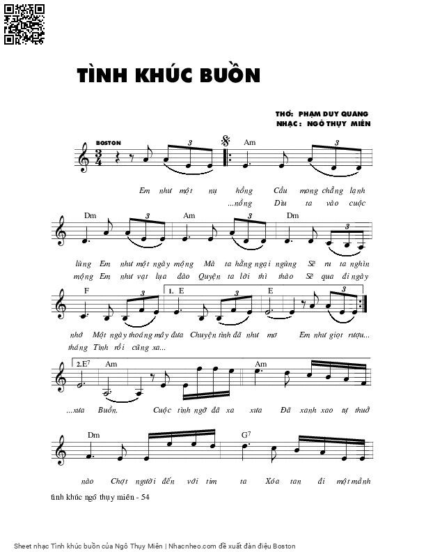 Page 2 of Sheet music PDF Tình khúc buồn - Ngô Thụy Miên