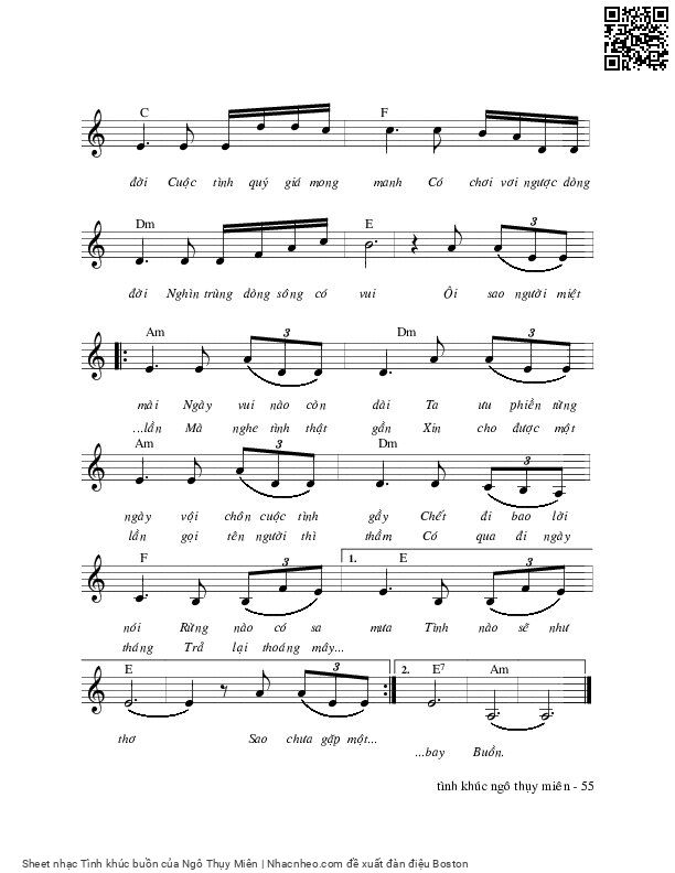 Page 3 of Sheet music PDF Tình khúc buồn - Ngô Thụy Miên