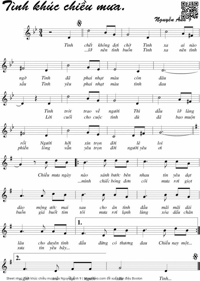 Sheet PDF of Tình khúc chiều mưa