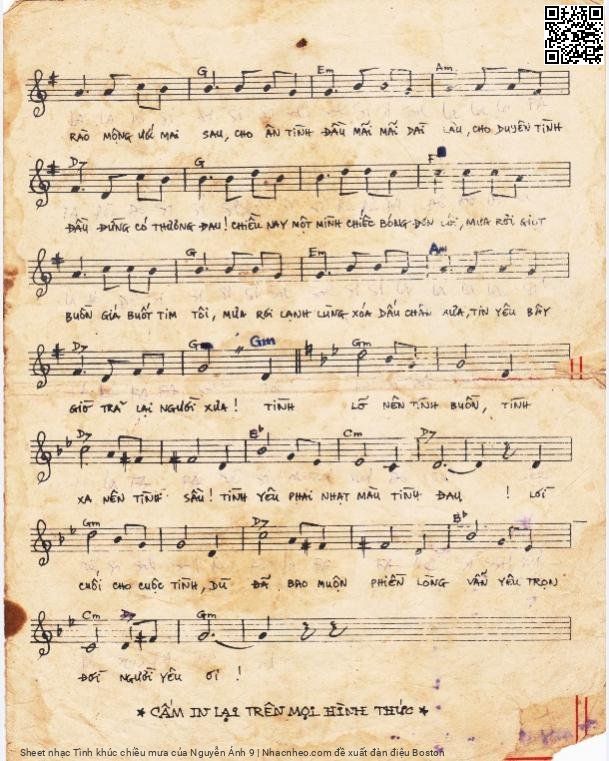Page 4 of Sheet music PDF Tình khúc chiều mưa - Nguyễn Ánh 9