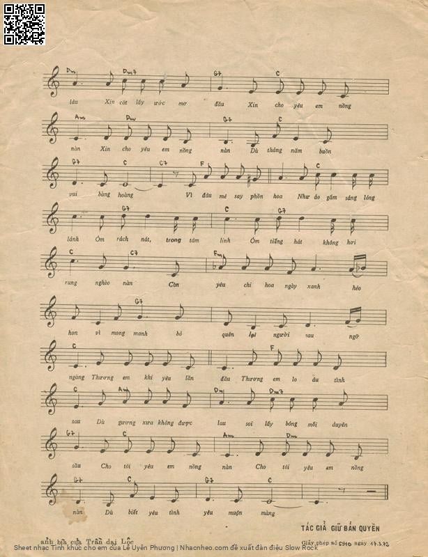 Page 3 of Sheet music PDF Tình khúc cho em - Lê Uyên Phương
