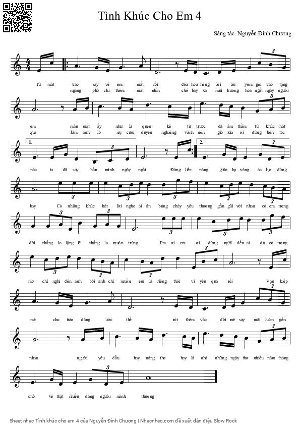 Sheet PDF of Tình khúc cho em 4