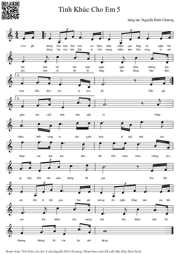 Sheet PDF of Tình khúc cho em 5