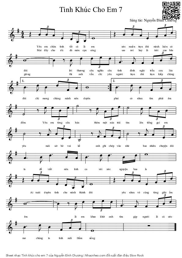 Sheet PDF of Tình khúc cho em 7
