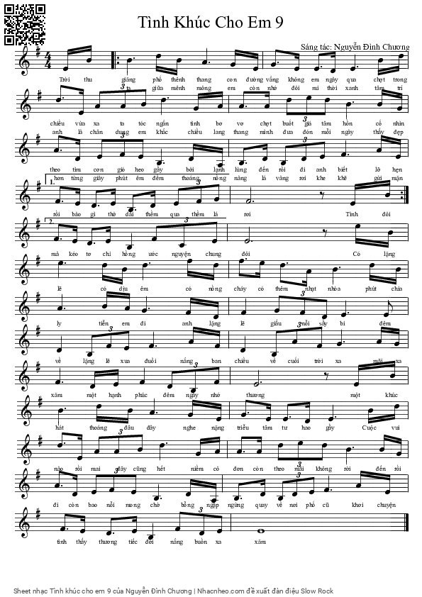 Page 1 of Sheet music PDF Tình khúc cho em 9 - Nguyễn Đình Chương