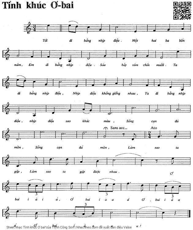 Page 1 of Sheet music PDF Tình khúc Ơ bai - Trịnh Công Sơn