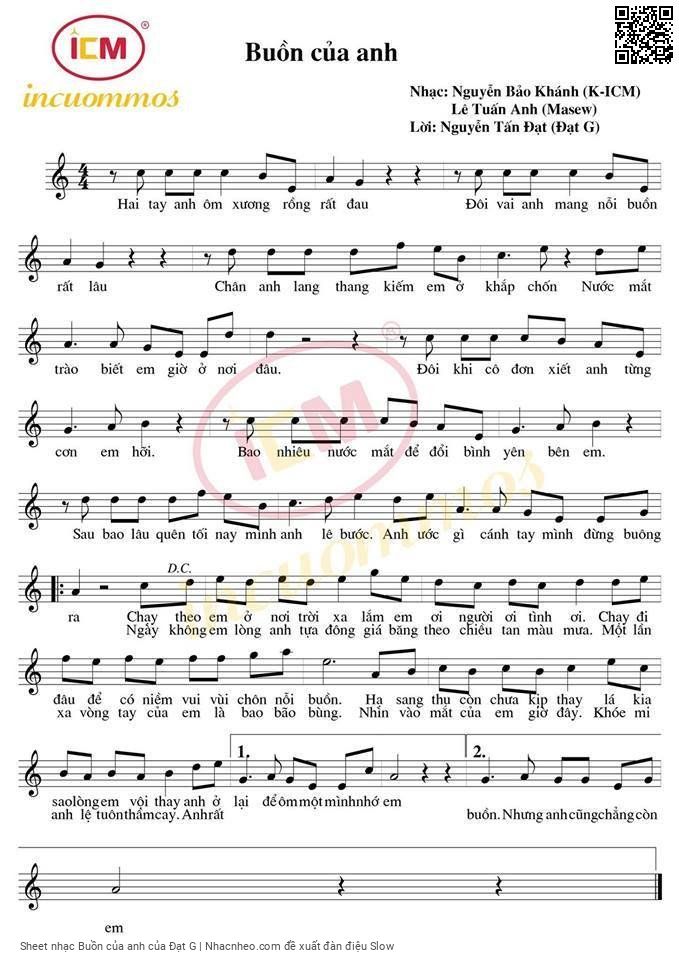 Sheet PDF of Buồn của anh