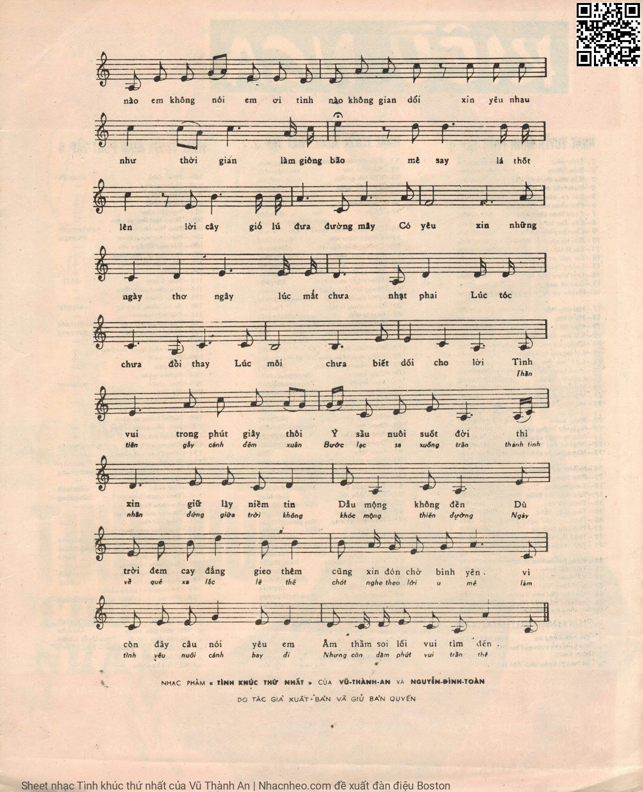 Page 3 of Sheet music PDF Tình khúc thứ nhất - Vũ Thành An