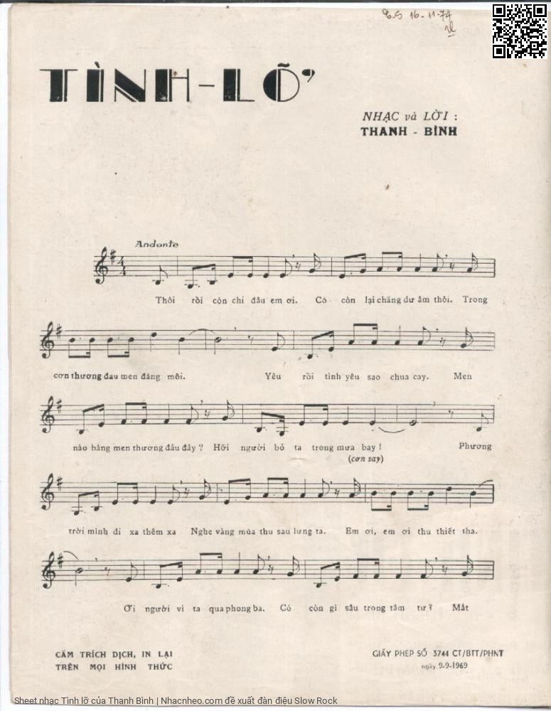 Page 2 of Sheet music PDF Tình lỡ - Thanh Bình