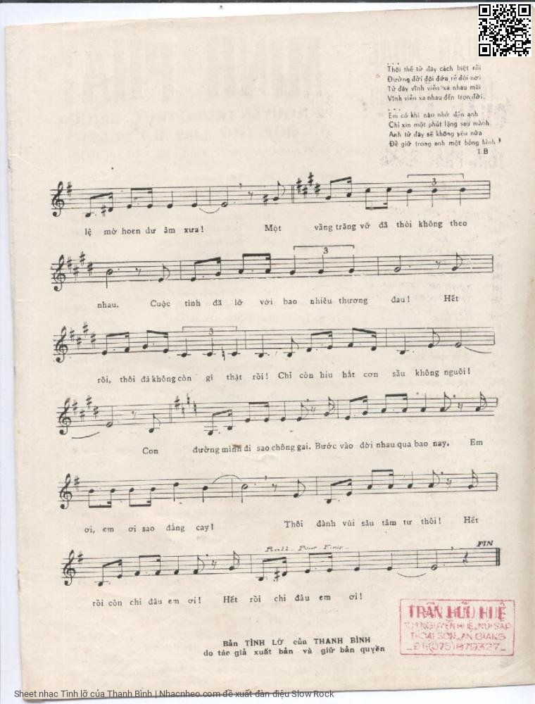 Page 3 of Sheet music PDF Tình lỡ - Thanh Bình