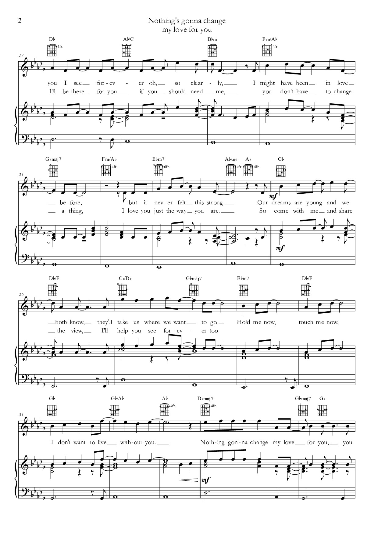 Page 2 of Sheet music PDF Tình mãi không rời (Nothing gonna change my love for you) - Gerry Goffin