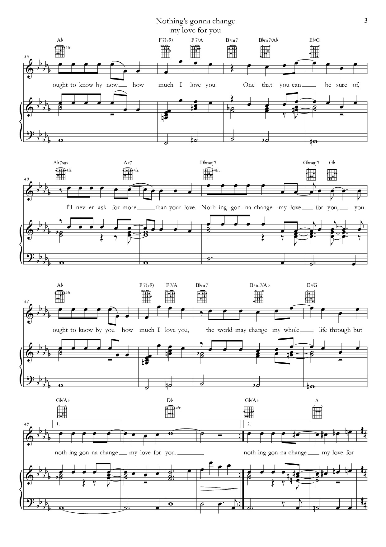 Page 3 of Sheet music PDF Tình mãi không rời (Nothing gonna change my love for you) - Gerry Goffin