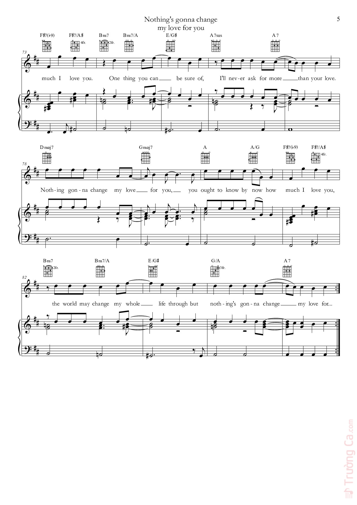 Page 5 of Sheet music PDF Tình mãi không rời (Nothing gonna change my love for you) - Gerry Goffin