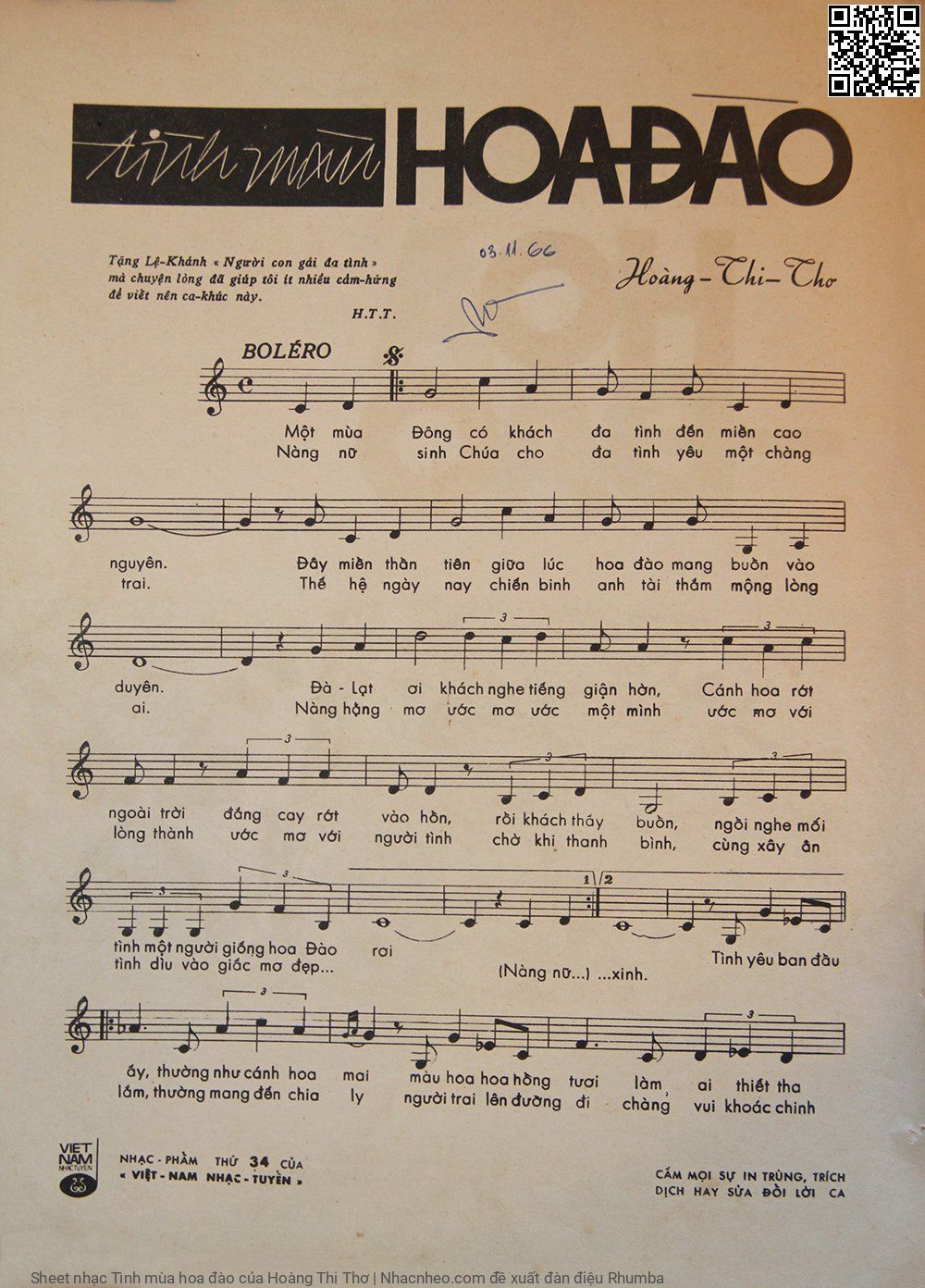 Page 2 of Sheet music PDF Tình mùa hoa đào - Hoàng Thi Thơ