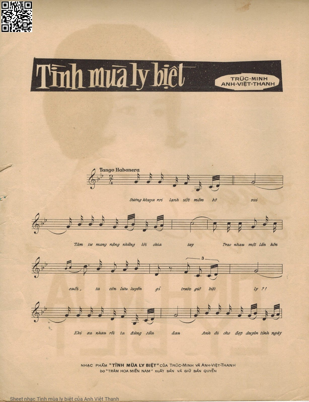 Page 2 of Sheet music PDF Tình mùa ly biệt - Anh Việt Thanh