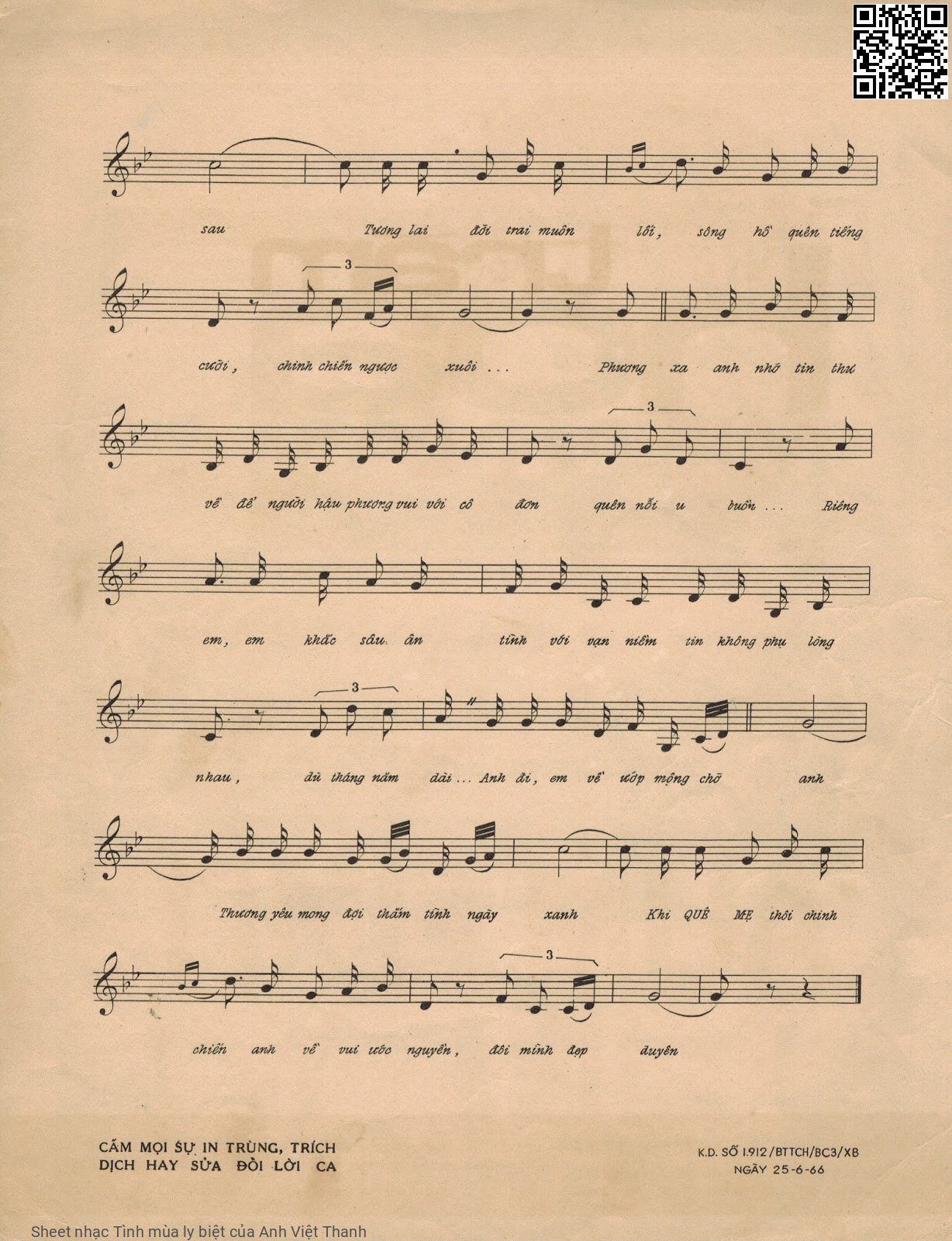 Page 3 of Sheet music PDF Tình mùa ly biệt - Anh Việt Thanh