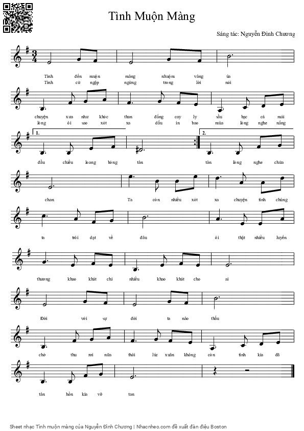 Sheet PDF of Tình muộn màng