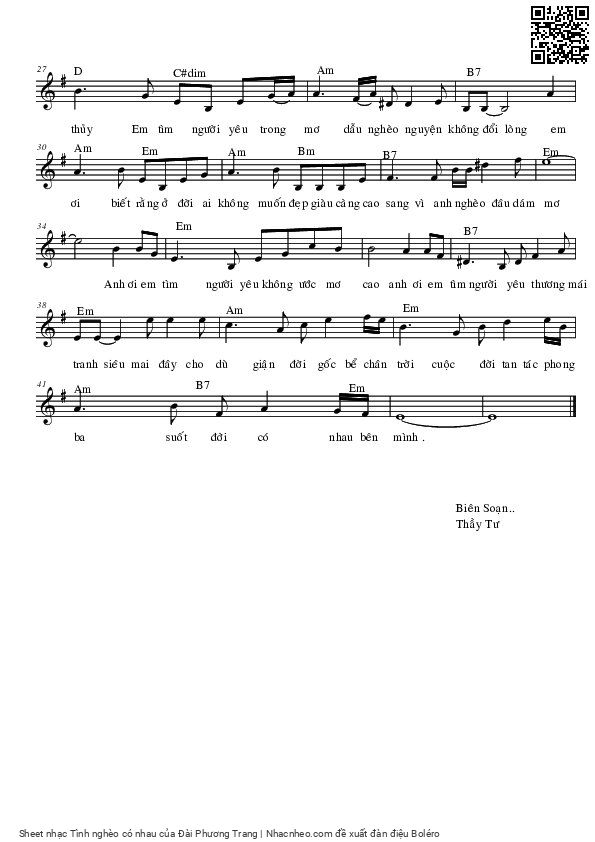 Page 2 of Sheet music PDF Tình nghèo có nhau - Đài Phương Trang