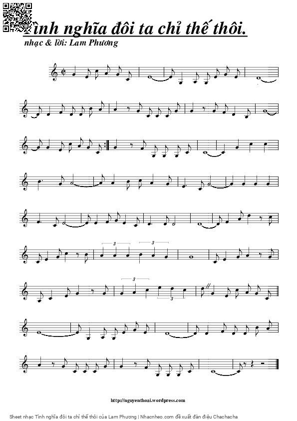 Sheet PDF of Tình nghĩa đôi ta chỉ thế thôi