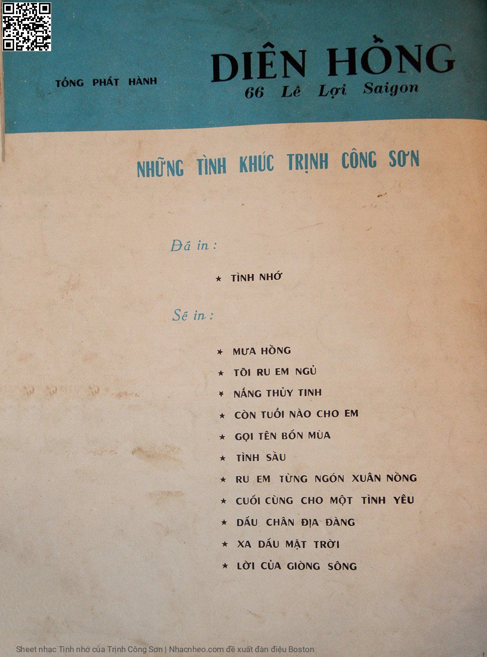 Page 4 of Sheet music PDF Tình nhớ - Trịnh Công Sơn