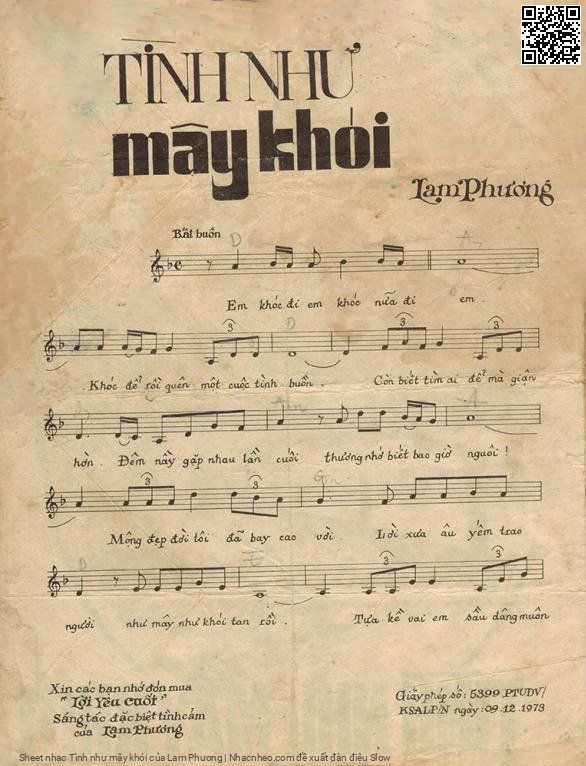 Page 2 of Sheet music PDF Tình như mây khói - Lam Phương