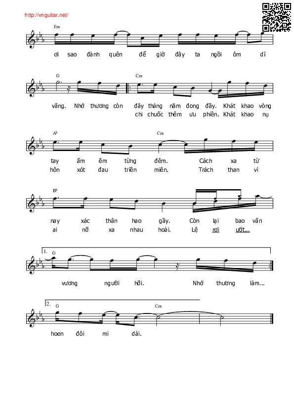 Page 2 of Sheet music PDF Tình phiêu lãng - Quốc An