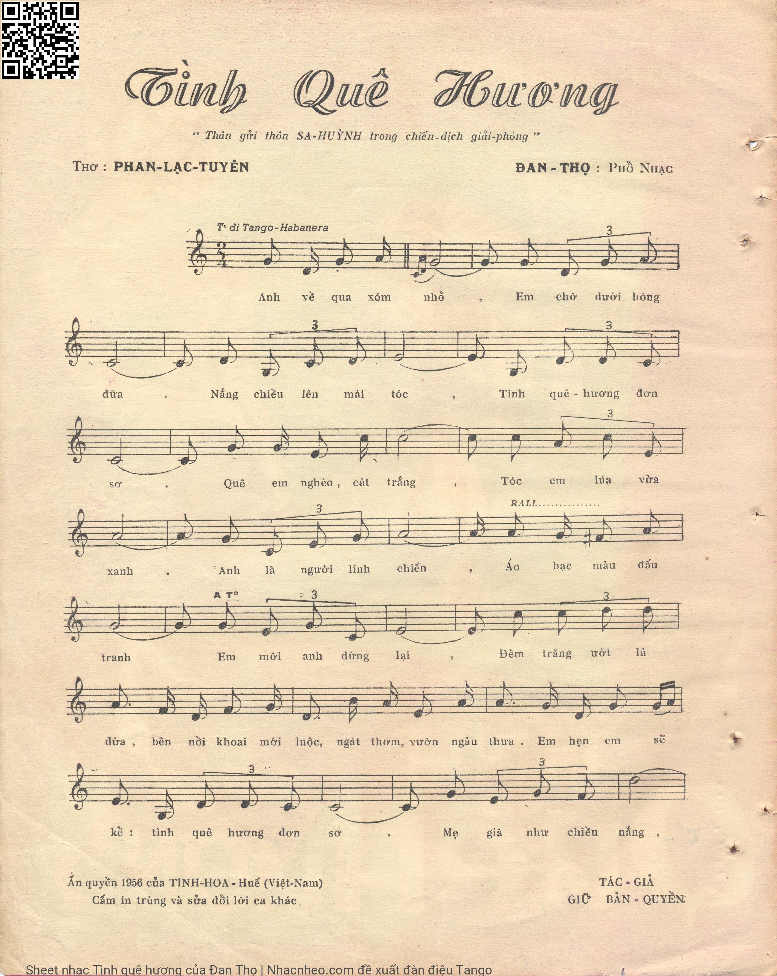 Page 2 of Sheet music PDF Tình quê hương - Đan Thọ