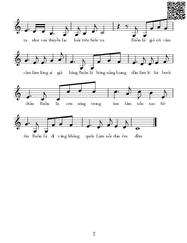 Page 2 of Sheet music PDF Buồn mãi quanh ta - Lê Tín Hương