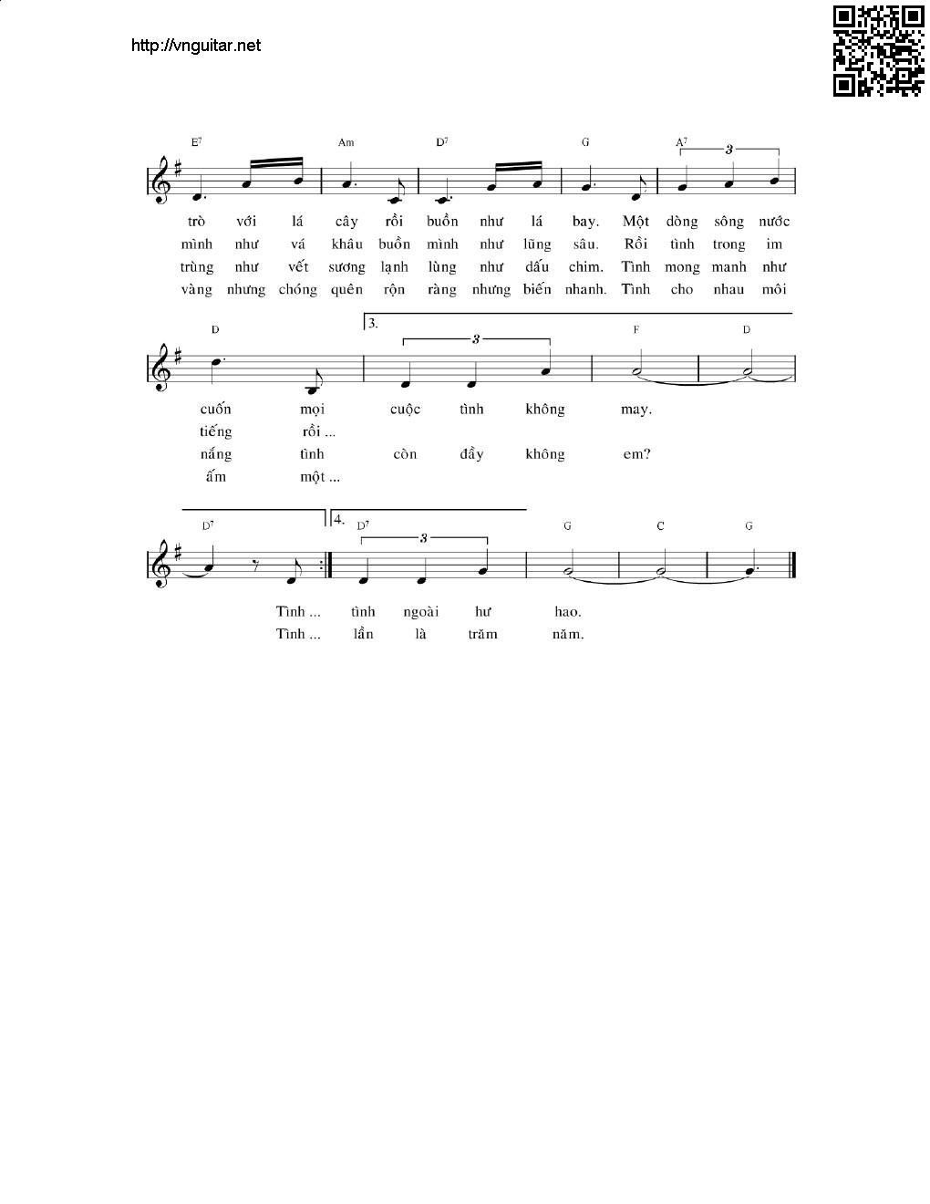 Page 2 of Sheet music PDF Tình sầu - Trịnh Công Sơn