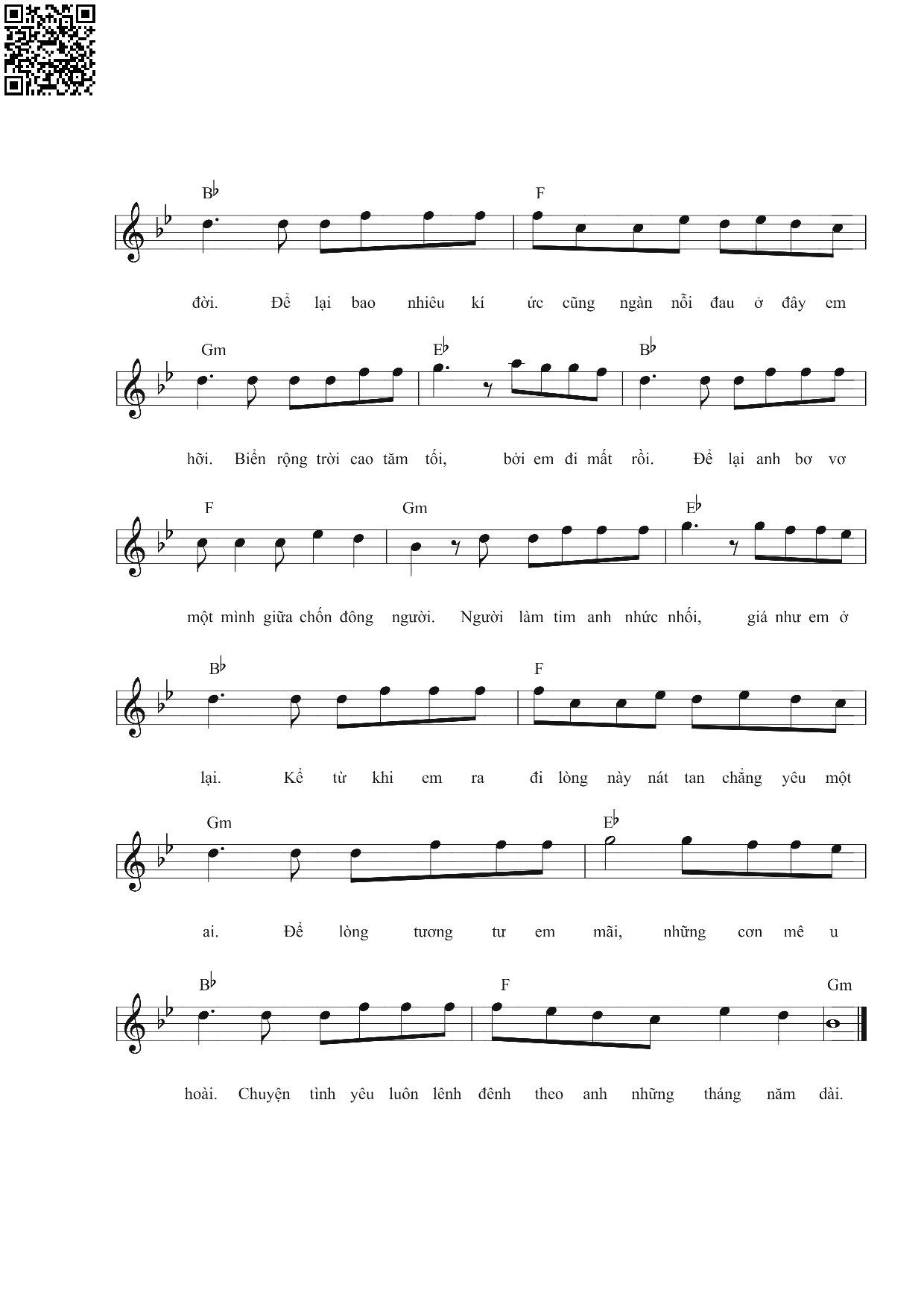 Page 2 of Sheet music PDF Tình sầu thiên thu muôn lối - Nhạc Hoa
