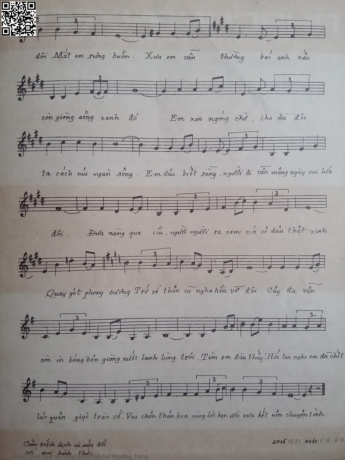 Page 3 of Sheet music PDF Tình sử dòng sông - Đài Phương Trang