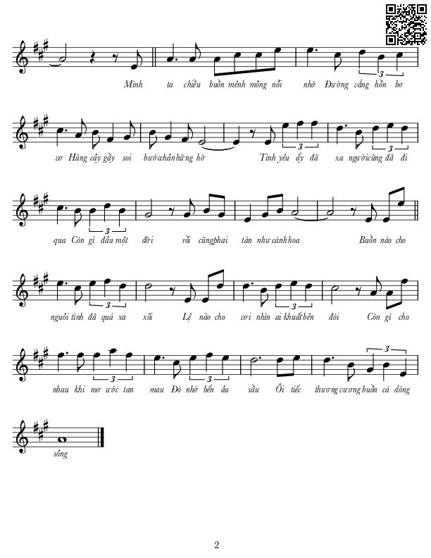 Page 2 of Sheet music PDF Buồn nào cho nguôi - Lê Tín Hương