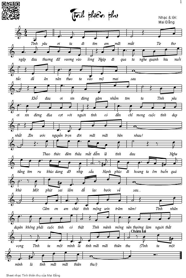 Sheet PDF of Tình thiên thu