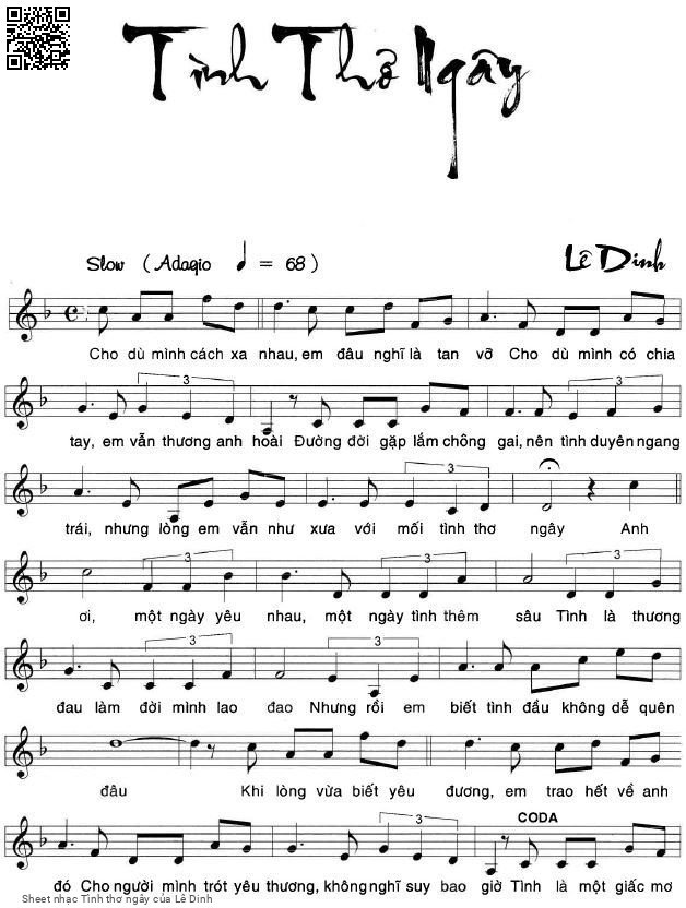 Page 1 of Sheet music PDF Tình thơ ngây - Lê Dinh