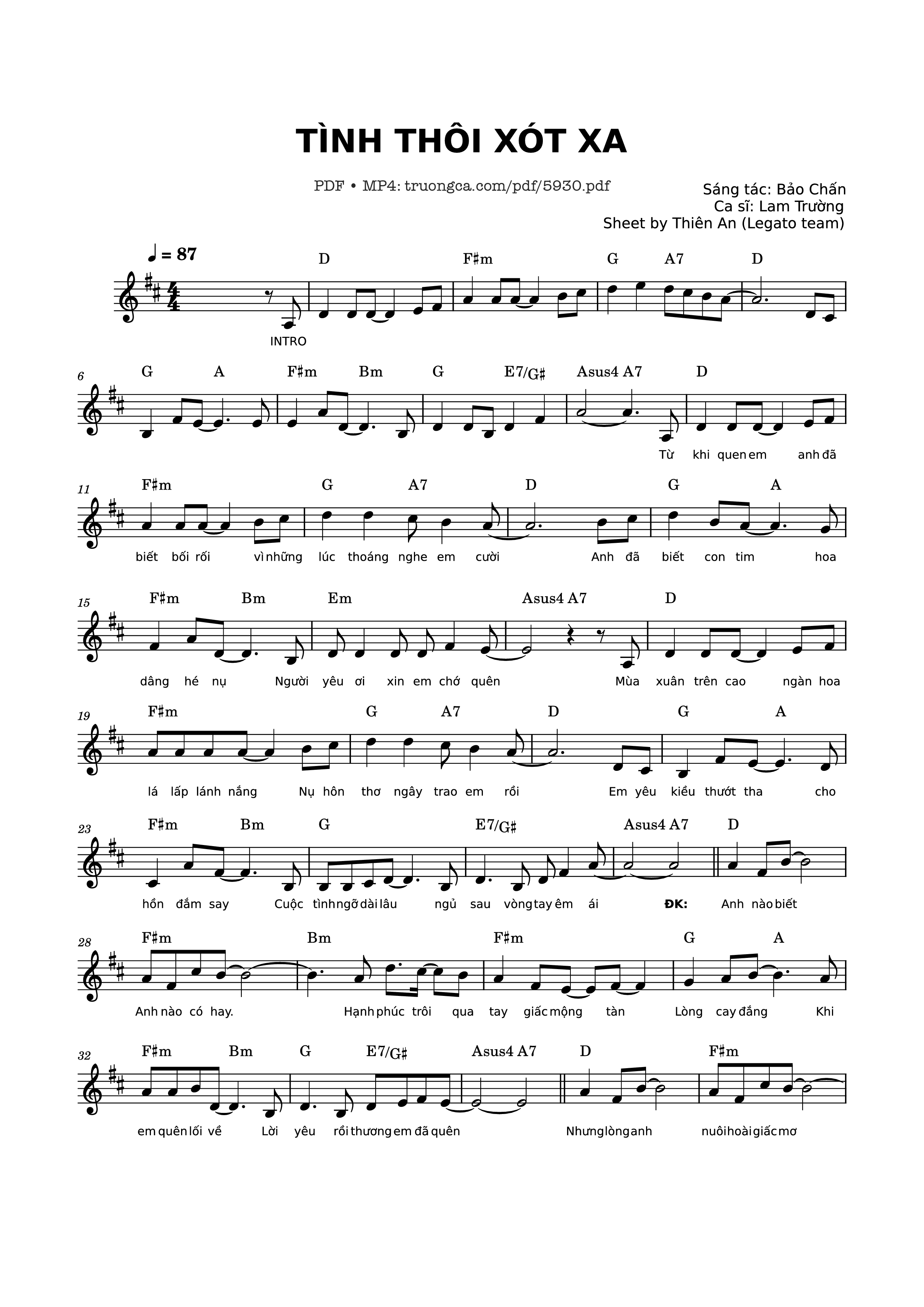 Sheet PDF of Tình thôi xót xa