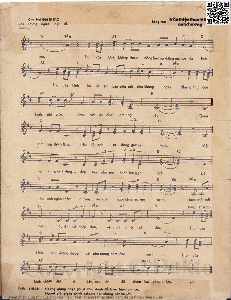 Page 3 of Sheet music PDF Tình thư của lính - Trần Thiện Thanh