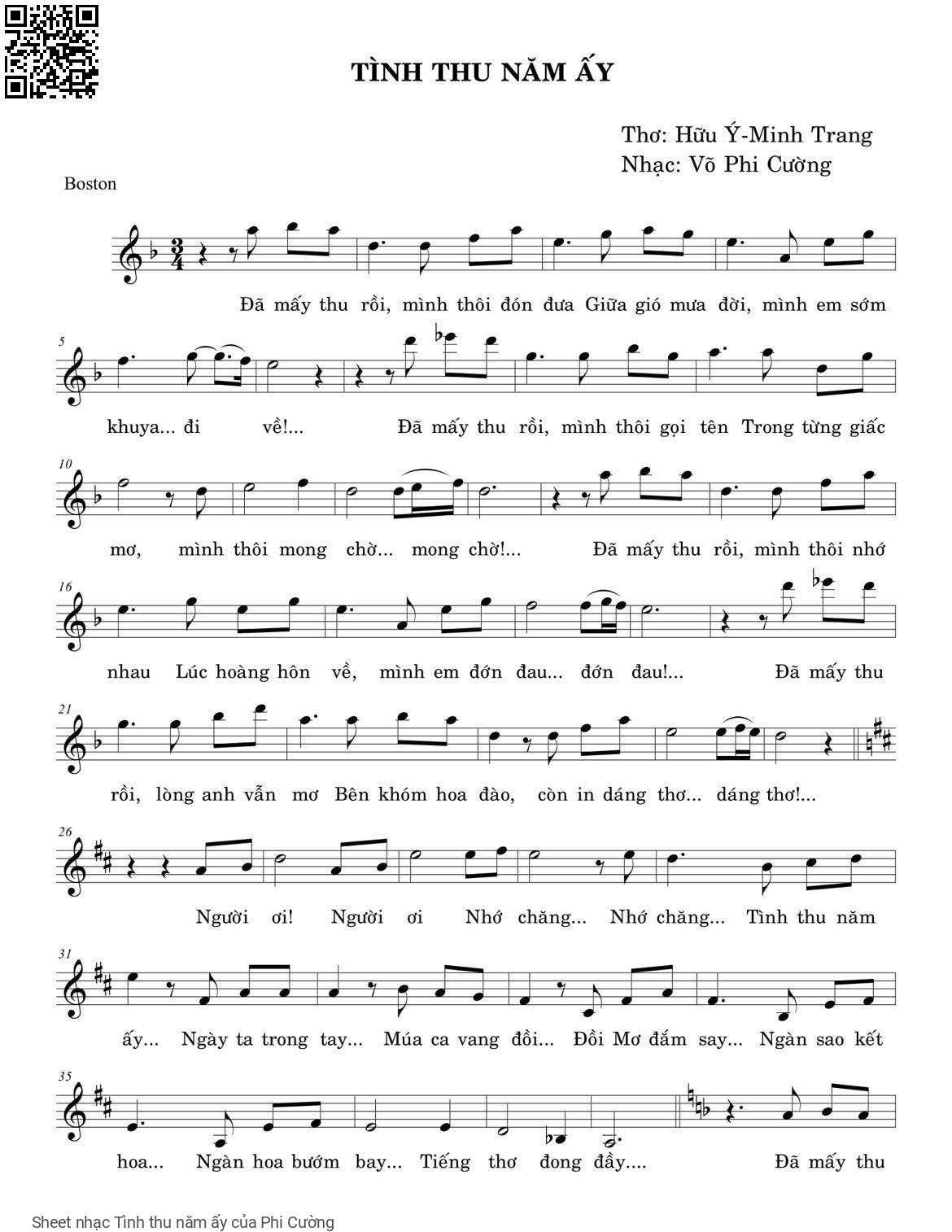 Sheet PDF of Tình thu năm ấy